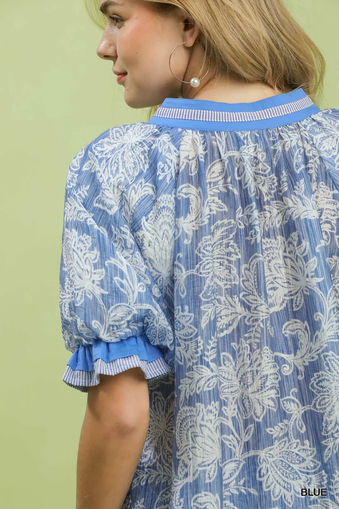 Floral Print Puff Sleeve Top, image 4
