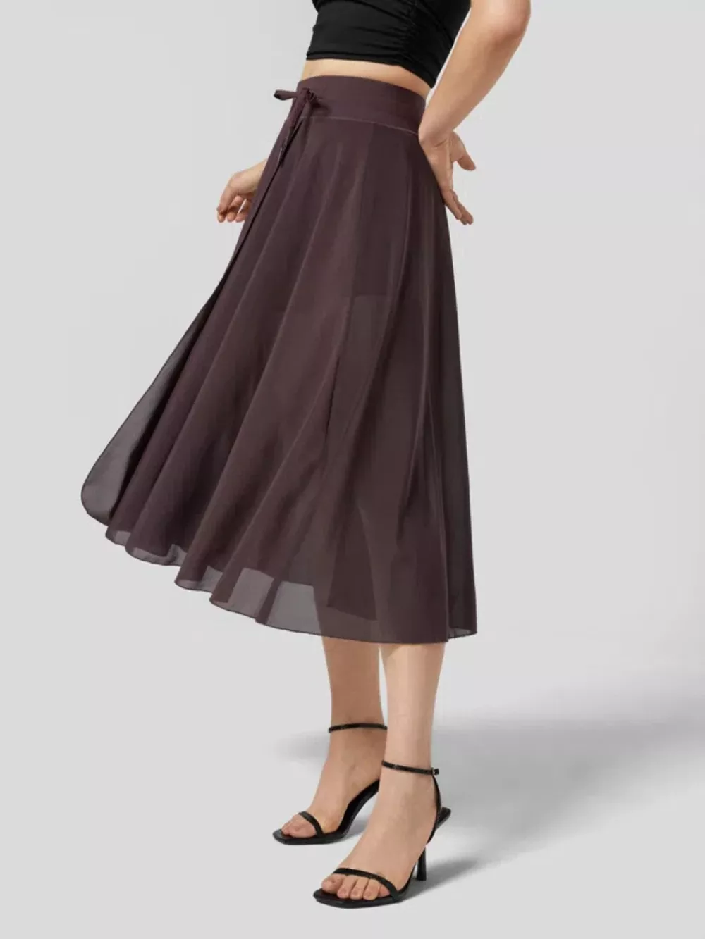 Slit Flowy Skirt with Shorts Liner, image 4