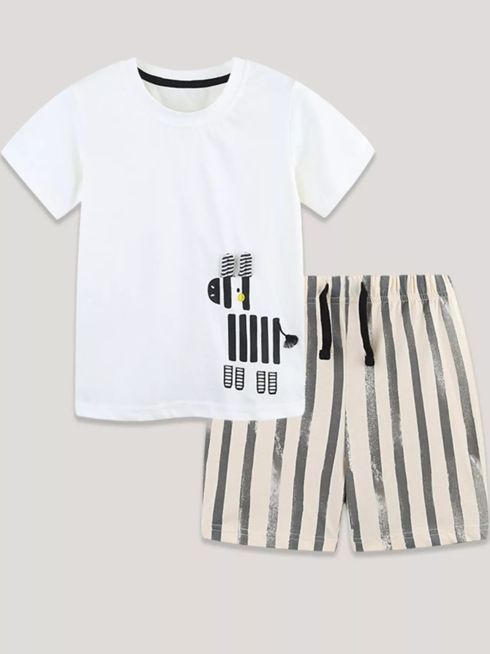Children's Zebra Short Sleeve Tee and Striped Shorts Set, image 2