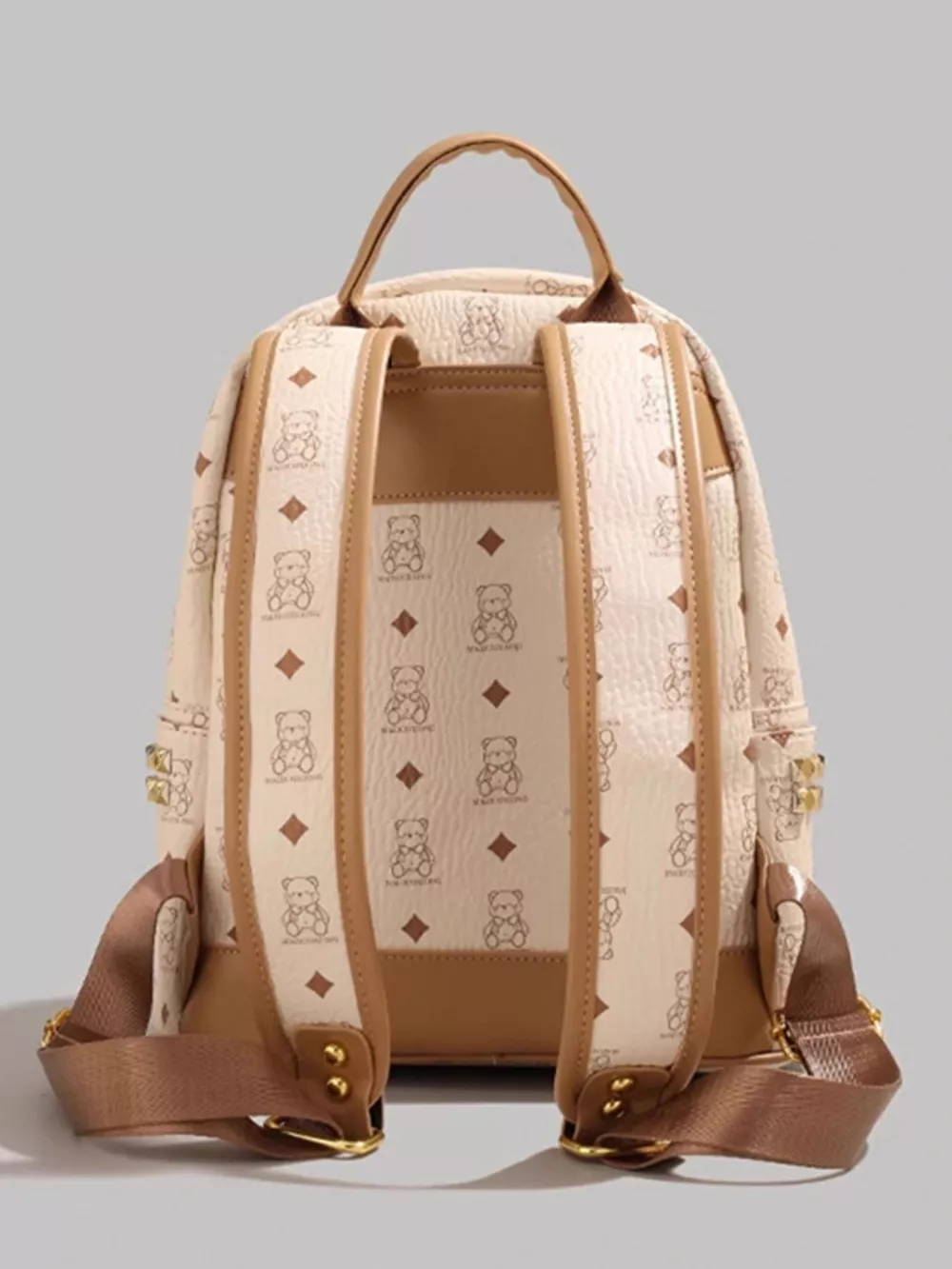 Bear Pattern Leather Backpack Bag, image 7