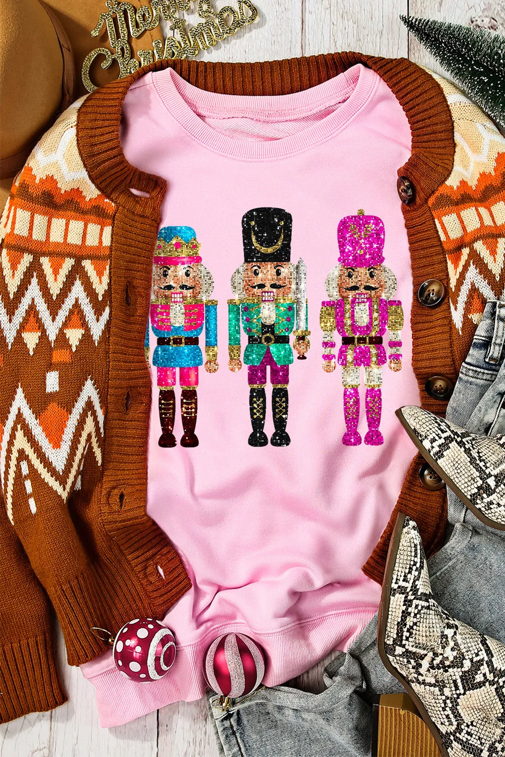 Nutcracker Graphic Round Neck Long Sleeve Sweatshirt, image 6