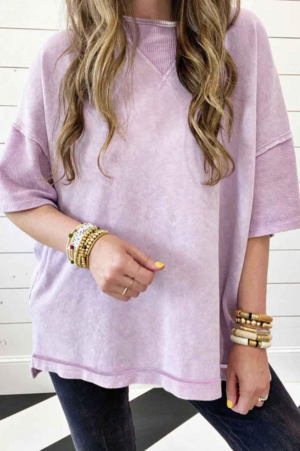 Mineral Wash Drop Shoulder Round Neck T-Shirt, image 11