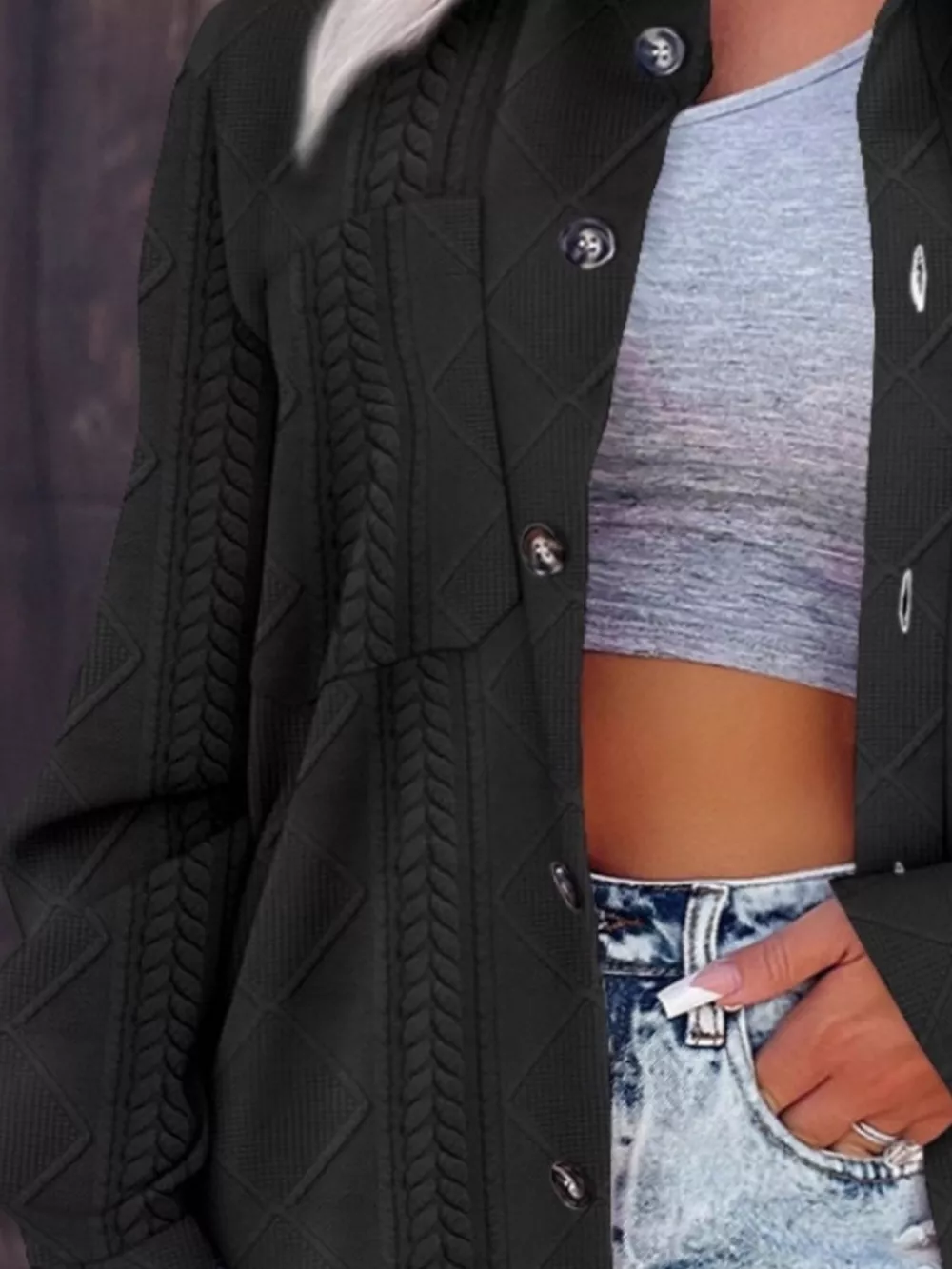 Button Up Long Sleeve Knit Outerwear, image 2