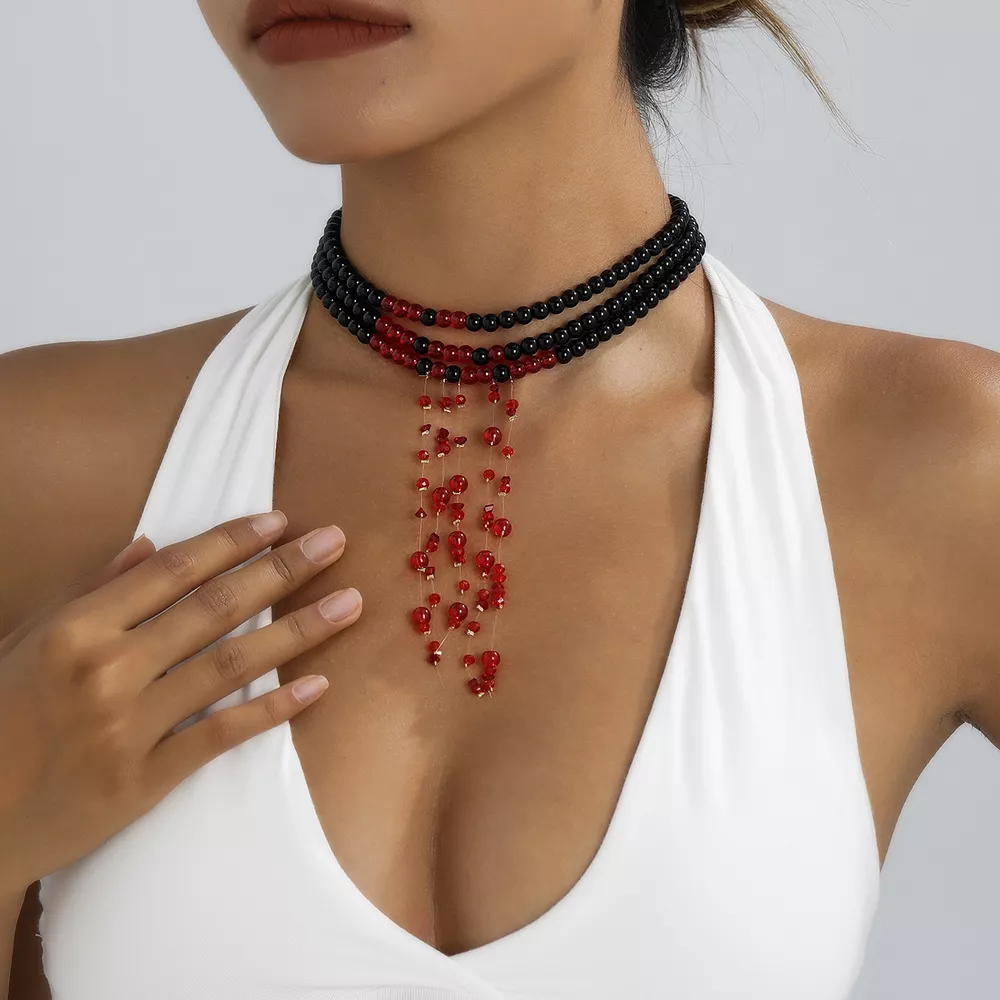 Halloween Multi-Layered Beaded Choker Necklace, image 2