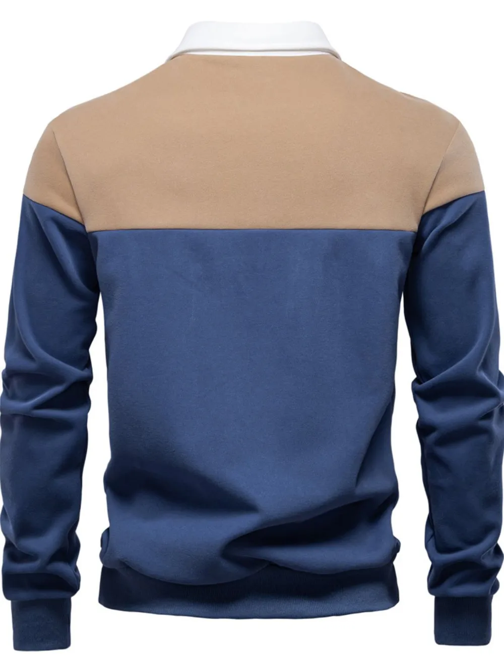 Men's Collared Neck Contrast Long Sleeve Polo, image 3
