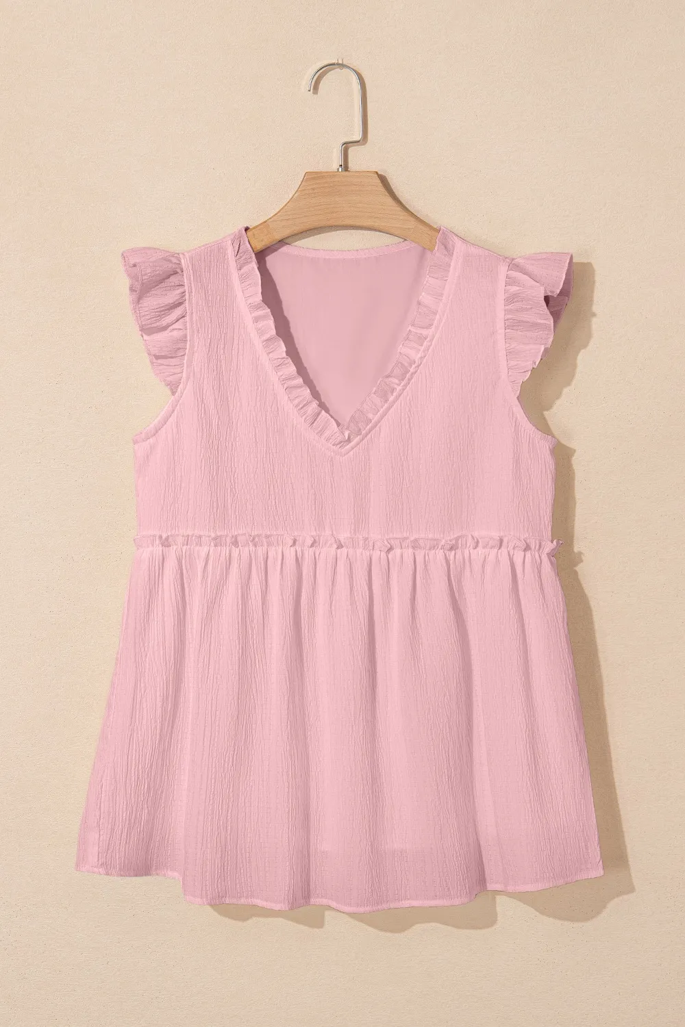Ruffled Trim V Neck Flutter Flowy Top, image 16
