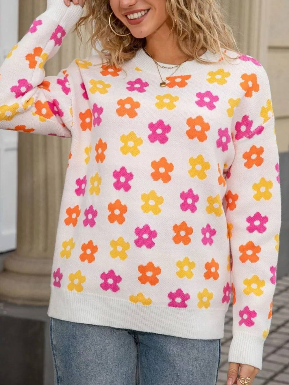 Floral Crew Neck Sweater, image 14