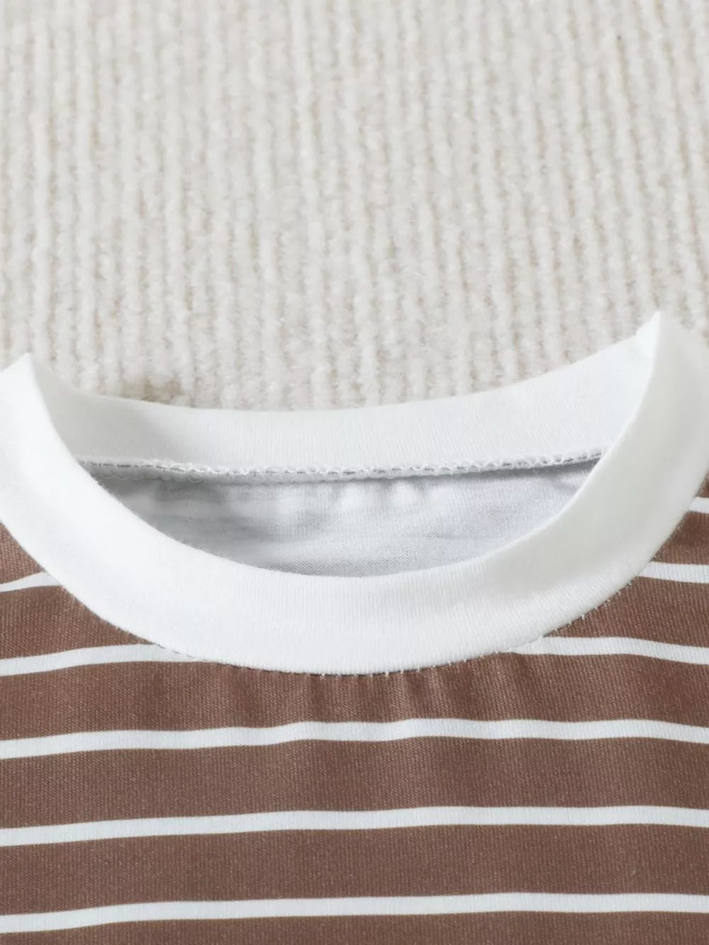 Children's Striped Color Block Casual Top and Shorts Set, image 8