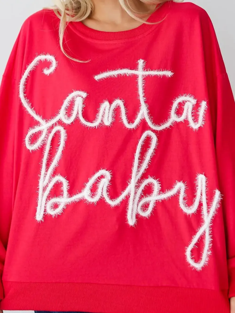 Letter Round Neck Long Sleeve Sweatshirt, image 3
