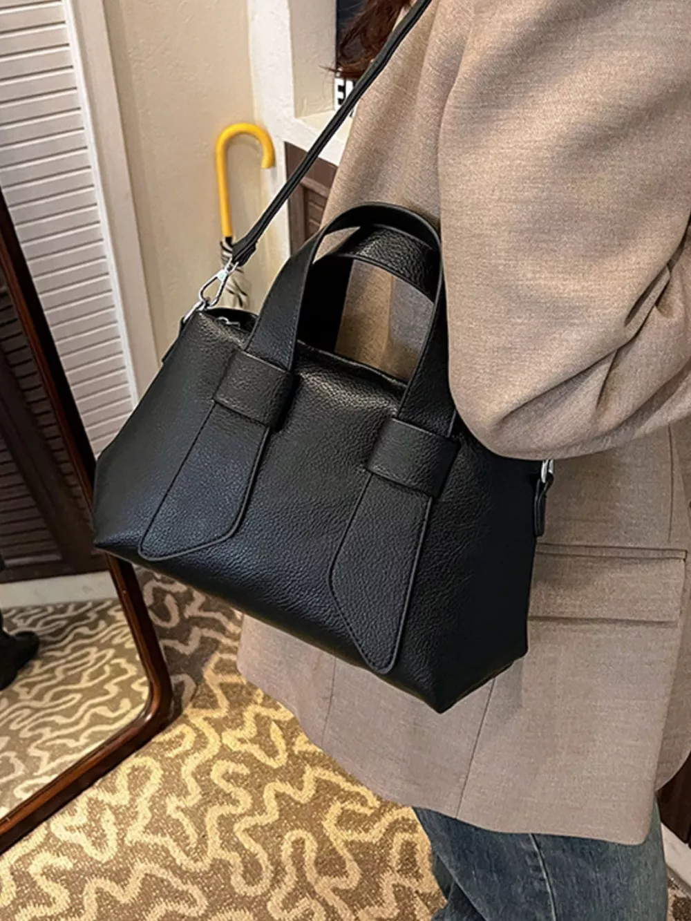 Textured Faux Leather Crossbody Bag, image 6