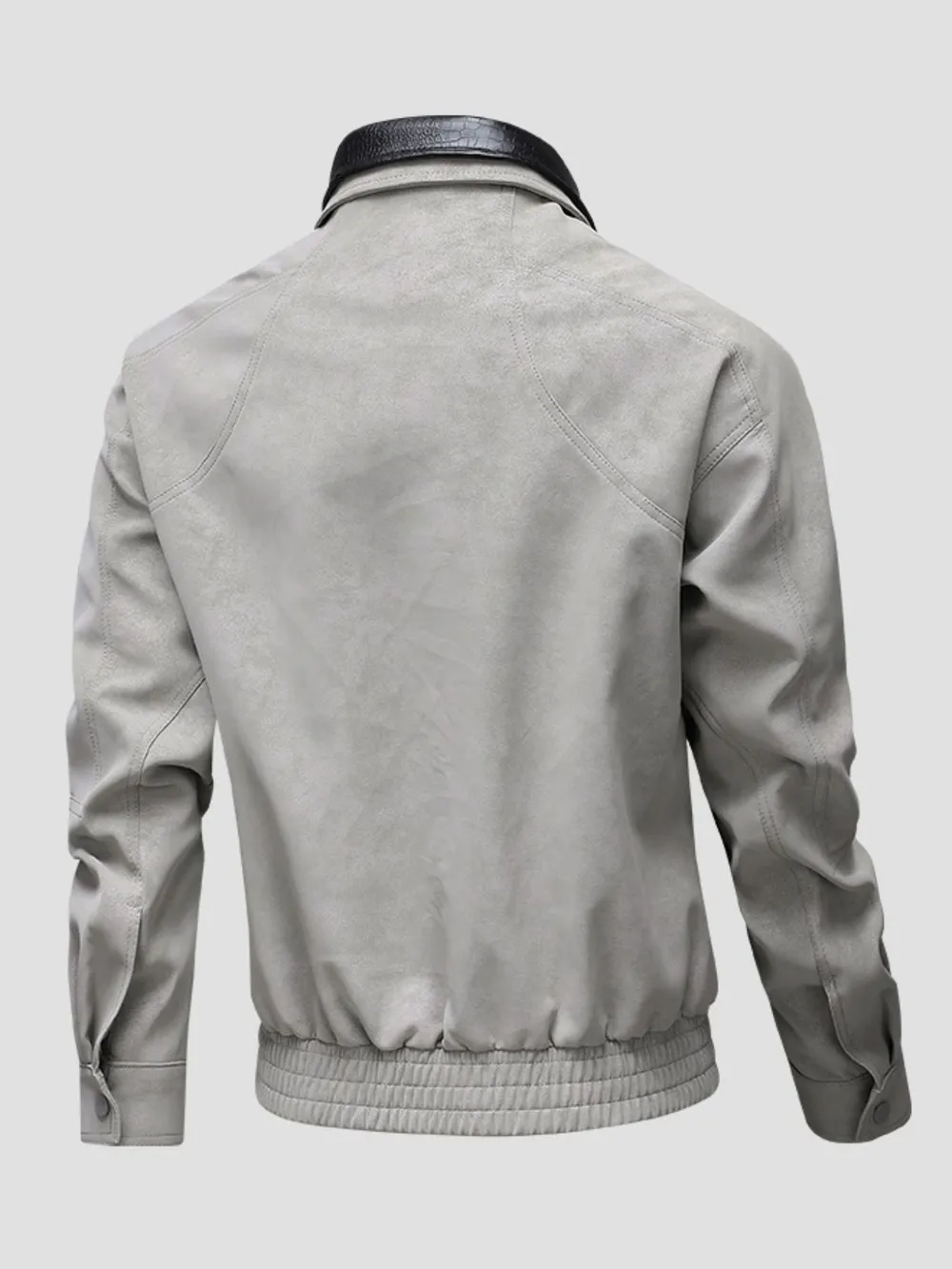 Men's Plus Size Leather Bomber Jacket with Full Zip Front, image 5