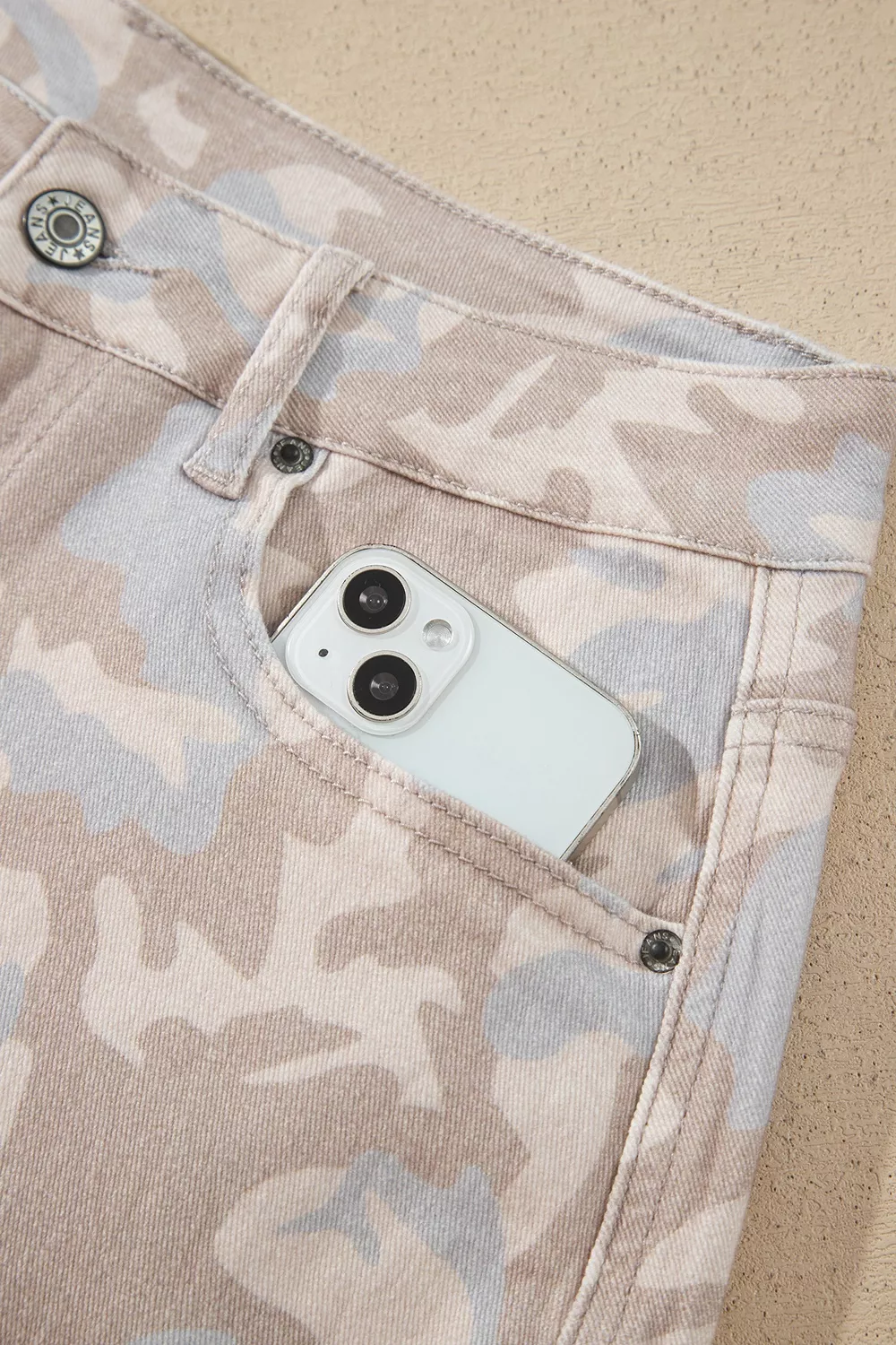 Camouflage Print Pocket Ankle-Length Barrel Jeans, image 11