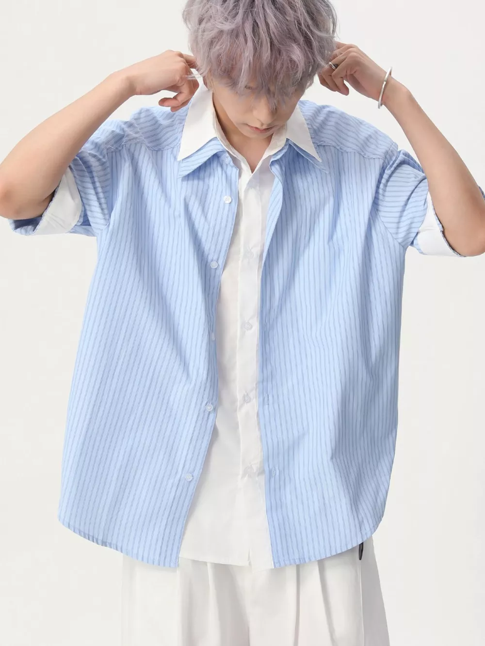 Men's Striped Button Up Shirt, image 4