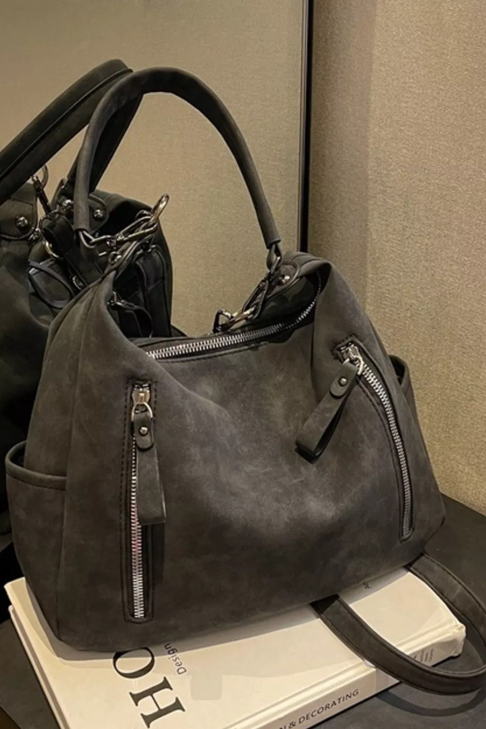 Zipper Details Adjustable Strap Crossbody Bag, image 6