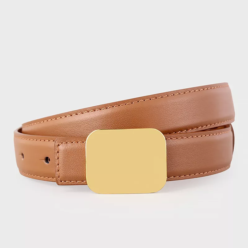 Leather Belt with Gold Buckle, image 4