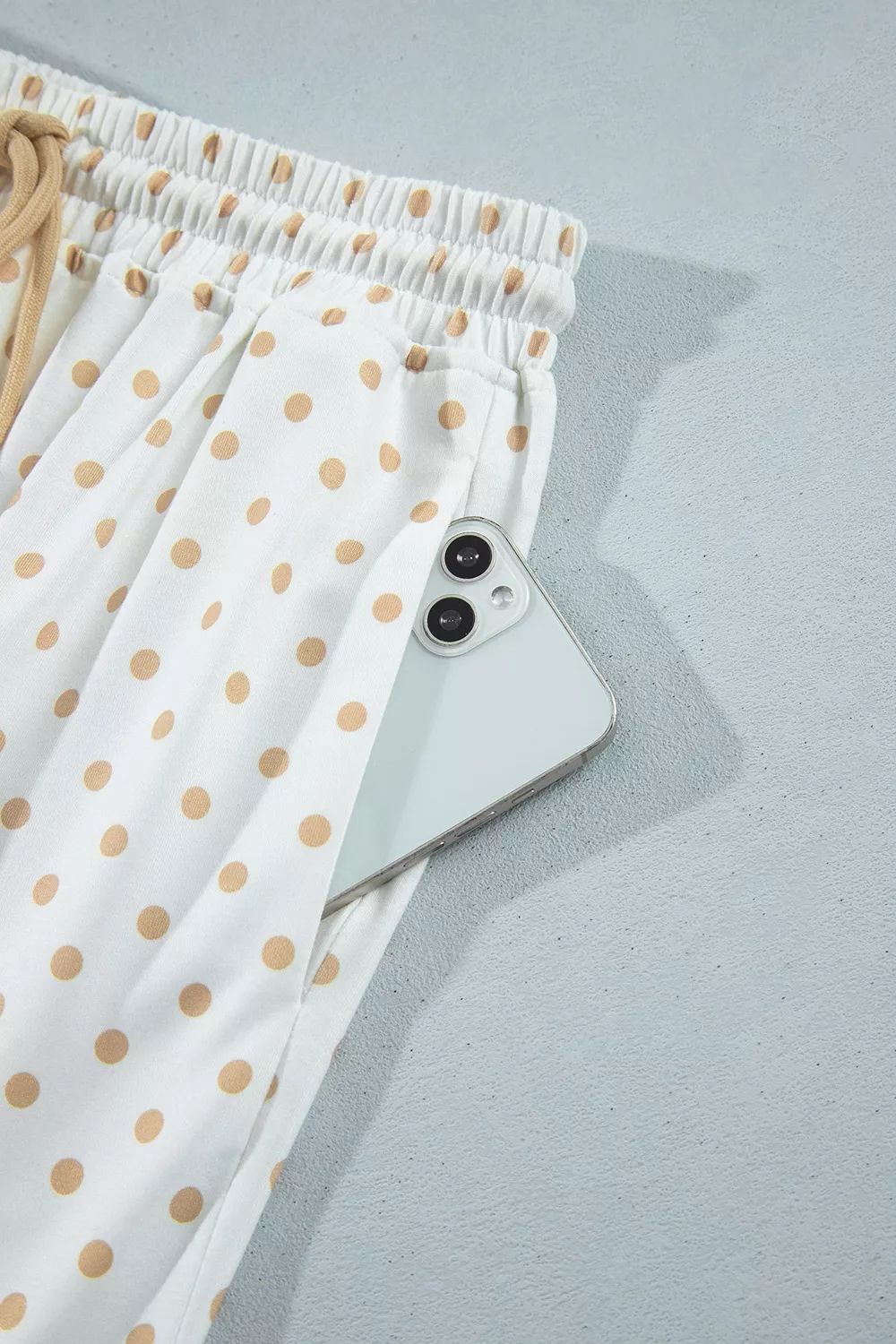 Polka Dot Patchwork Colorblock Long Sleeve Casual Two Piece Pants Set, image 12