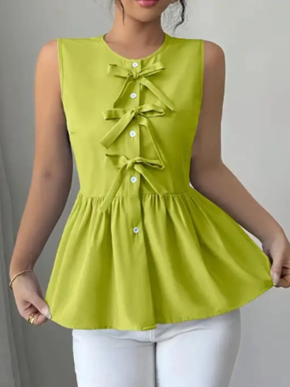 Tie Front Sleeveless Blouse, image 2