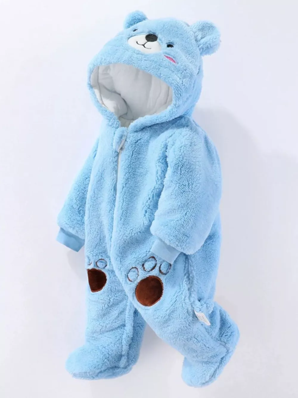 Children's Cozy Bear Hooded Fleece One-Piece, image 8
