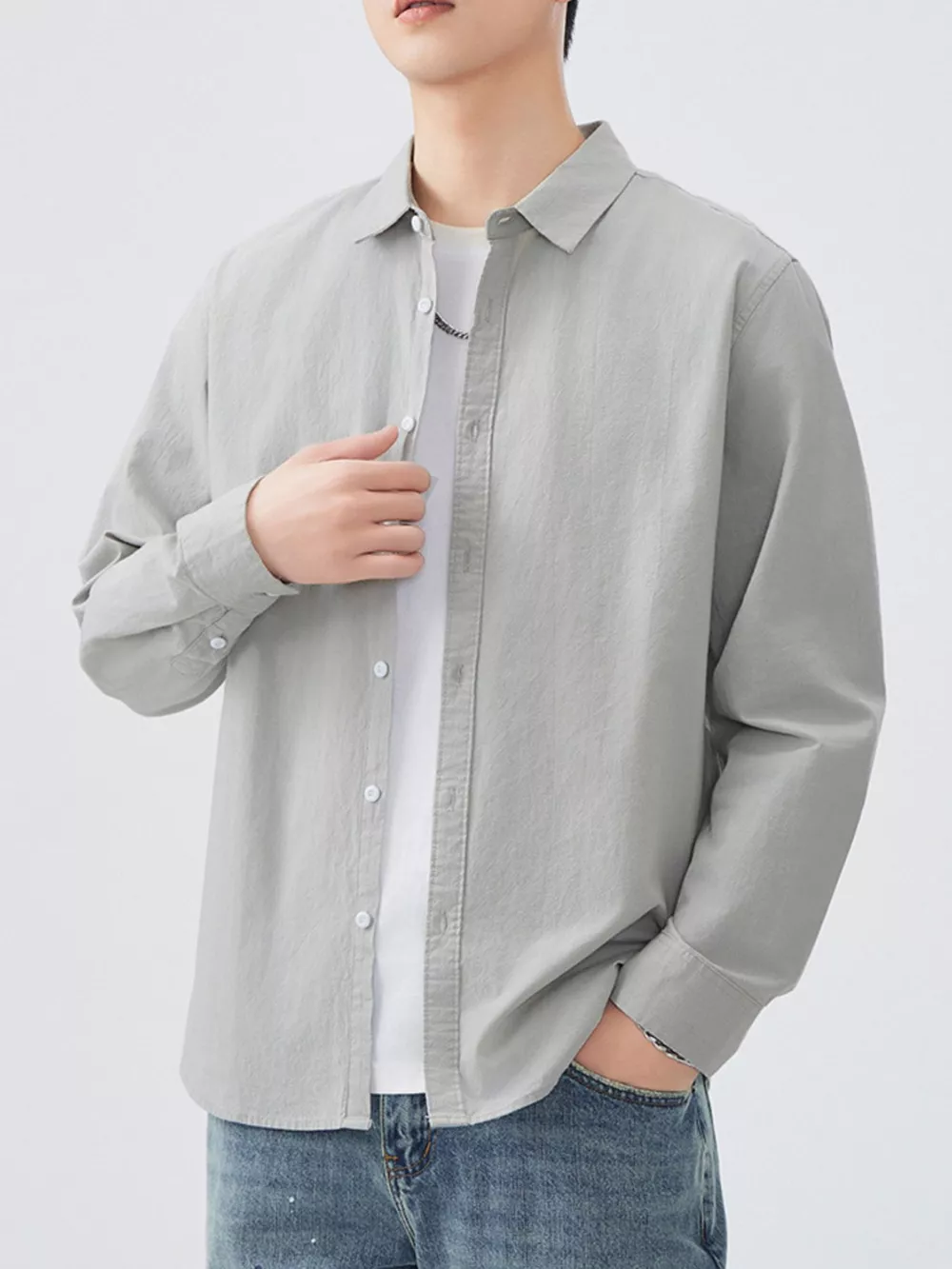 Men's Plus Size Long Sleeve Button-Up Shirt, image 5