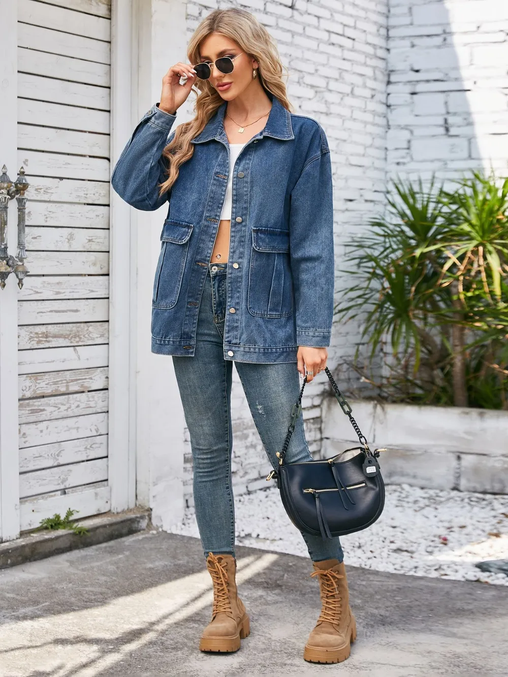 Button Up Long Sleeve Denim Jacket, image 12