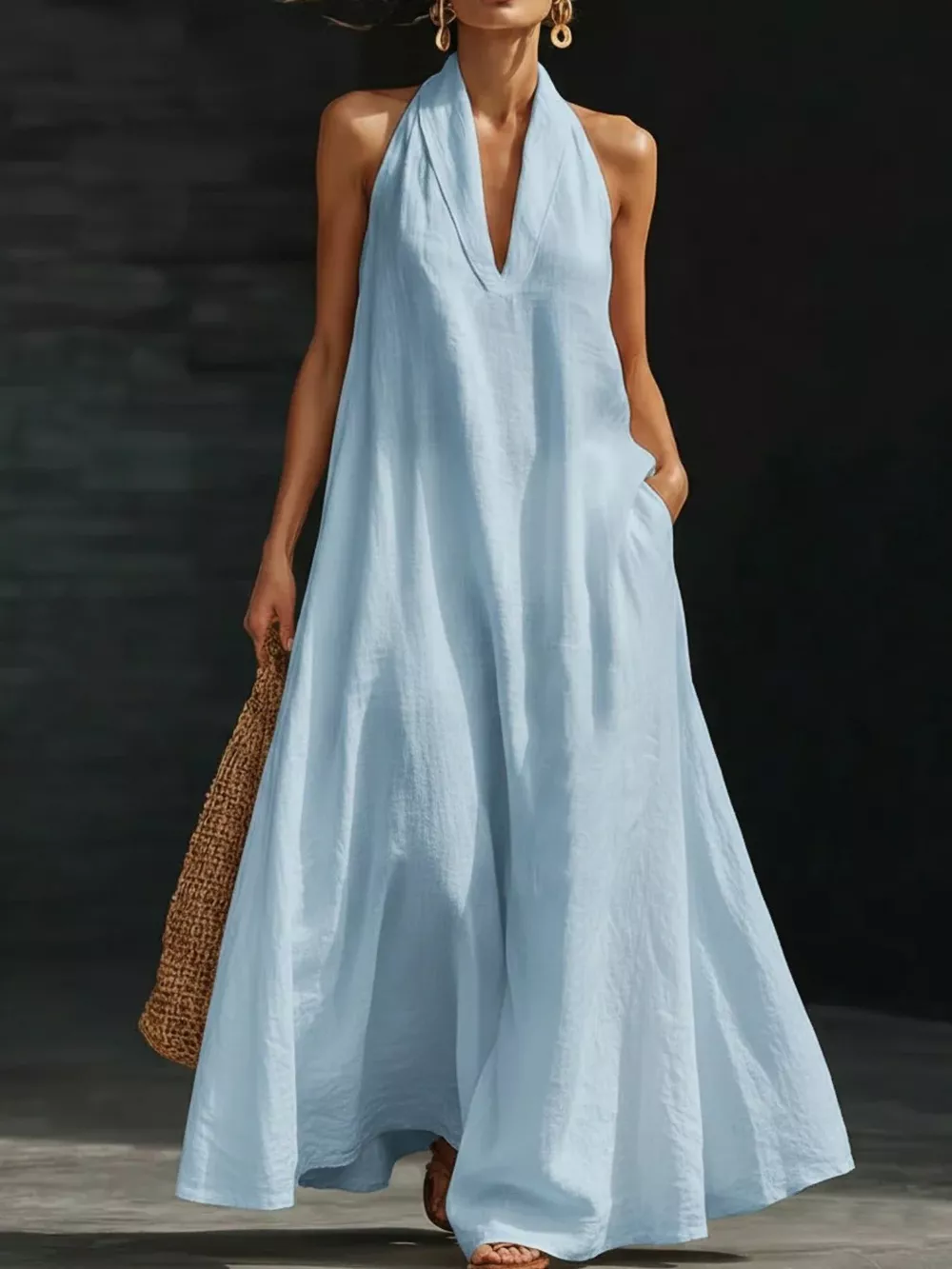 Full Size Halter Neck Sleeveless Maxi Dress Plus Size, image 2