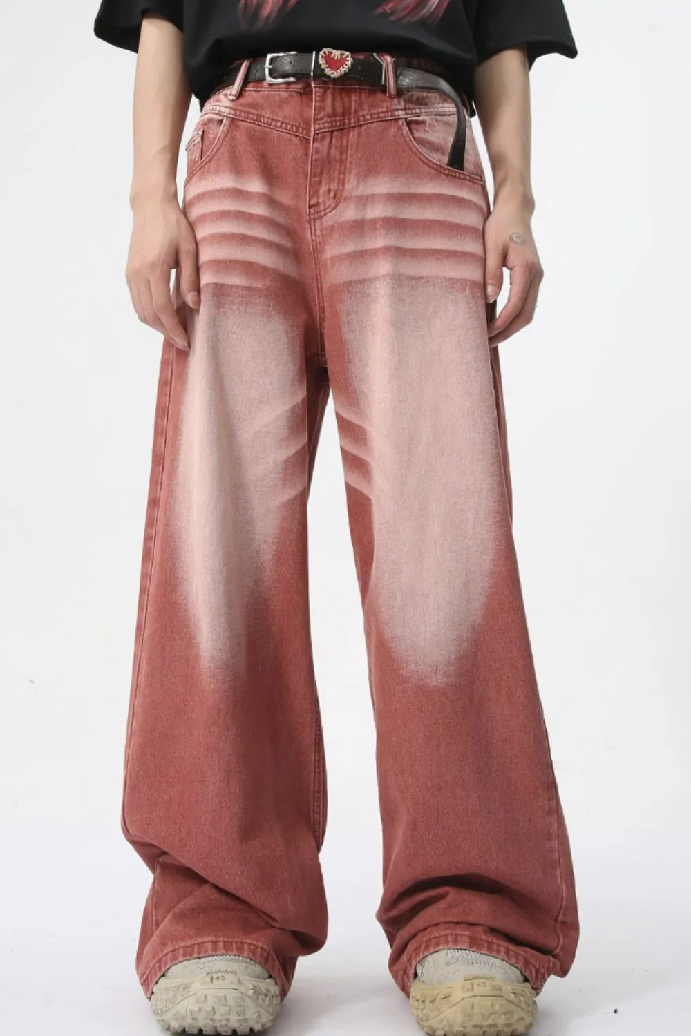 Men's Washed Wide Leg Jeans, image 4
