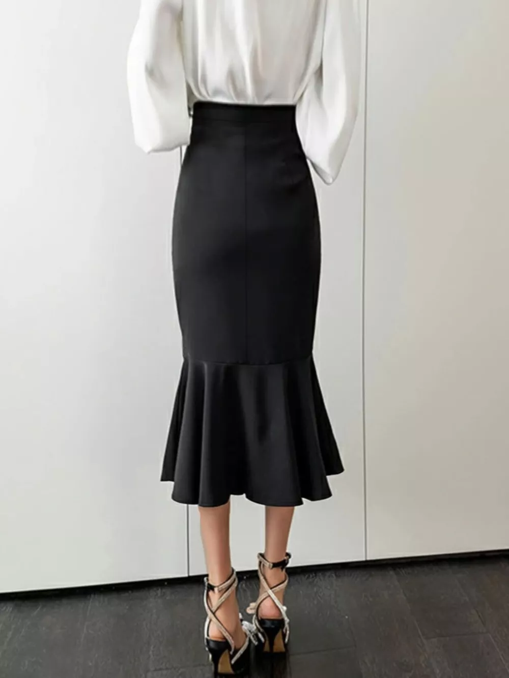 Ruched High Waist Mermaid Skirt, image 4
