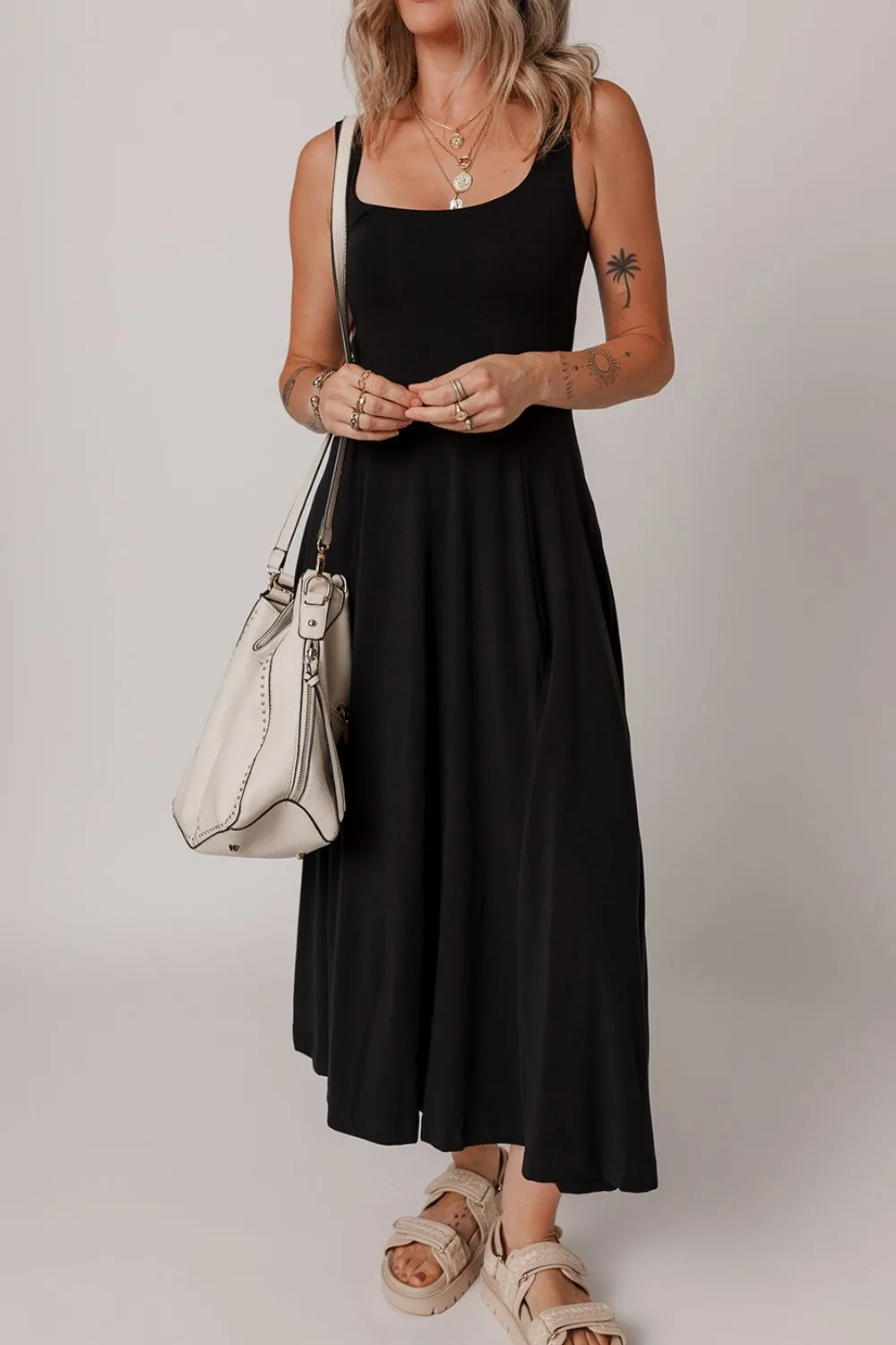 Side Slit Scoop Neck Wide Strap Dress, image 12