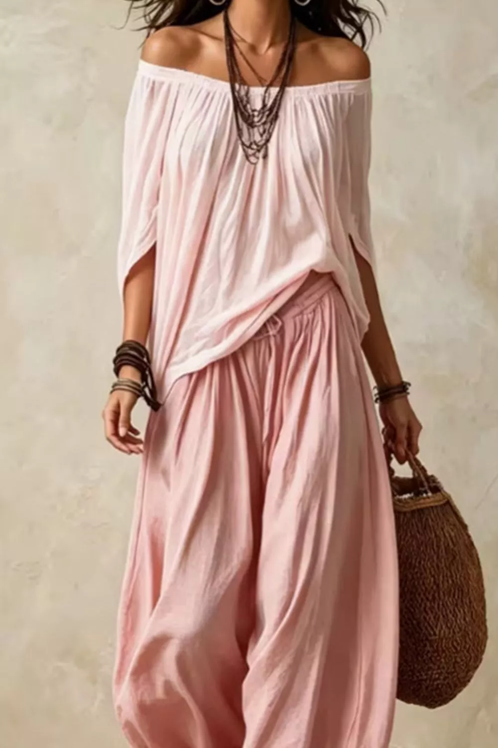 Full Size Off-Shoulder Top and Wide-Leg Pants Set Plus Size, image 10