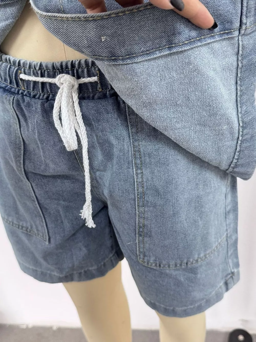 Button Up Short Sleeve Top and Shorts Denim Set, image 9