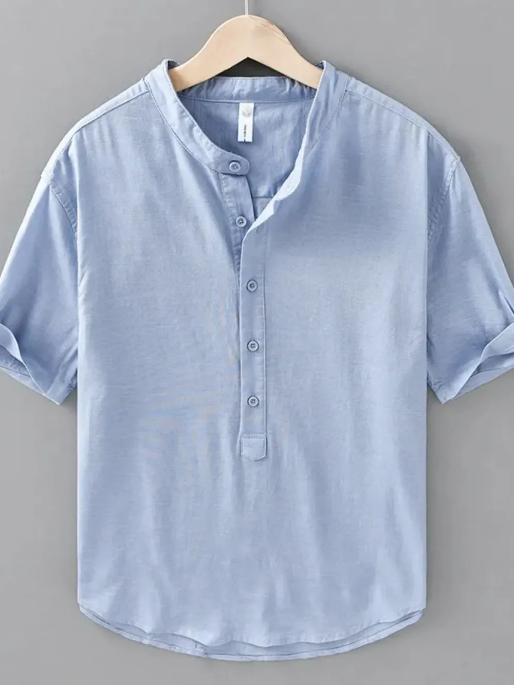 Men's Plus Size Button Detail Short Sleeve Blouse