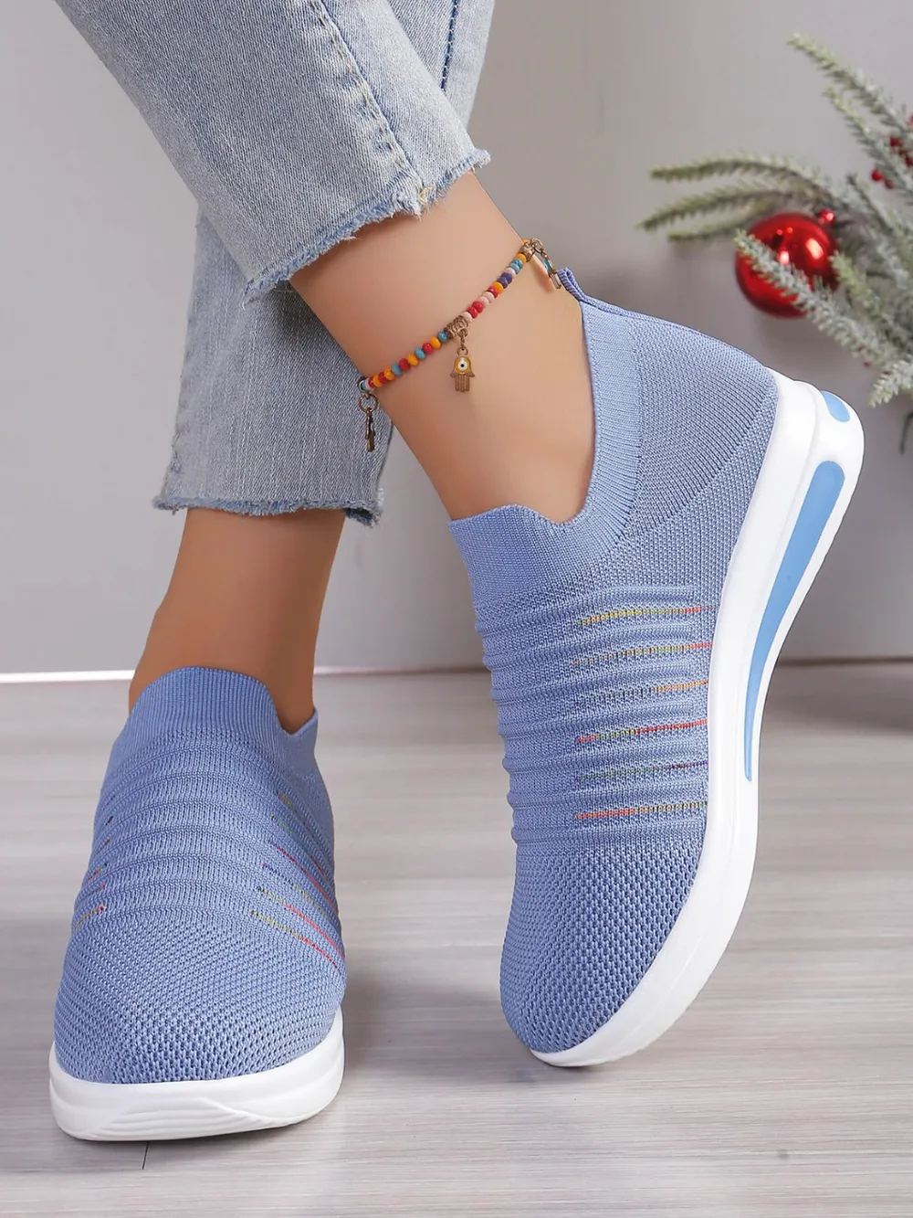 Breathable Mesh Wedge Sneakers, image 5