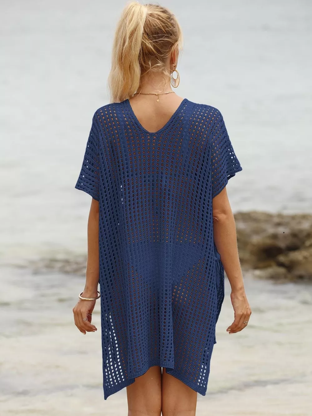 Openwork V-Neck Slit Cover-Up, image 13