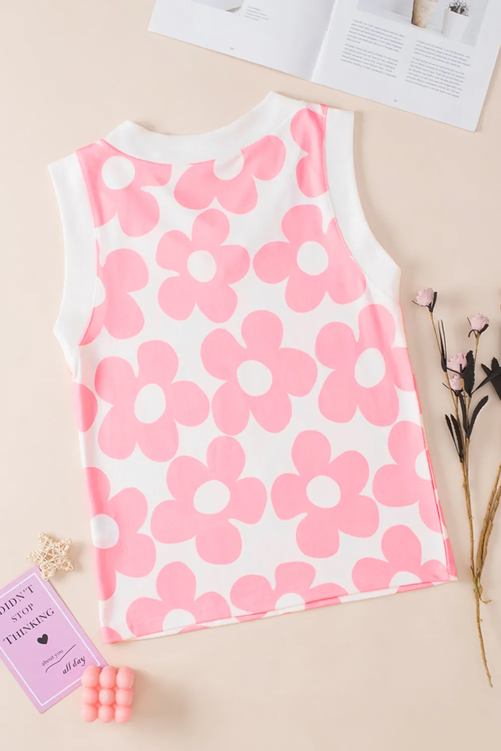 Flower Printed V-Neck Tank, image 5