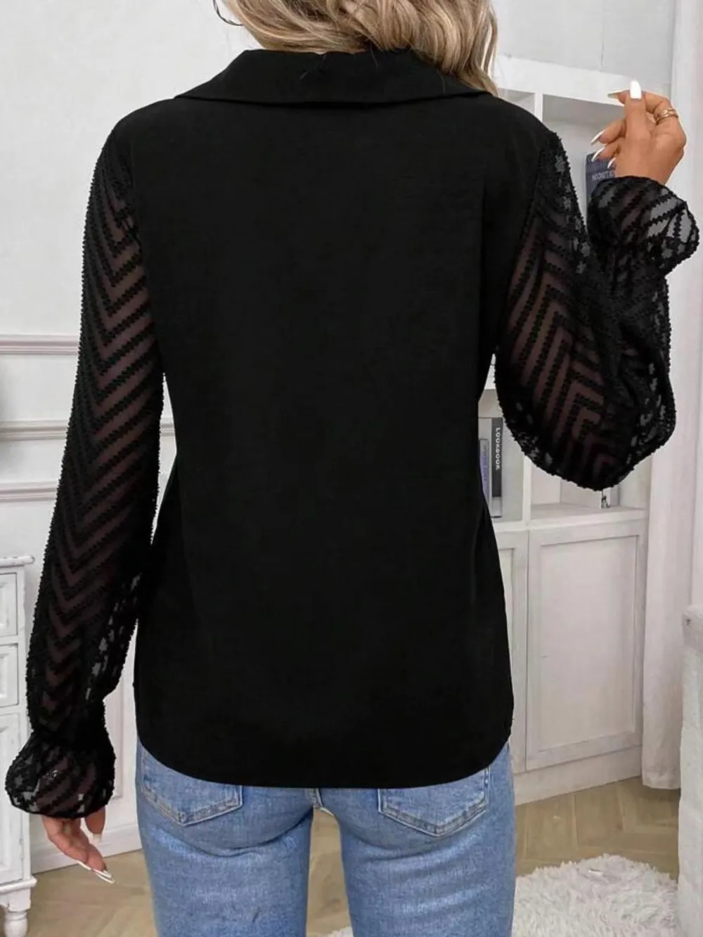 V-Neck Flounce Sleeve Blouse, image 4