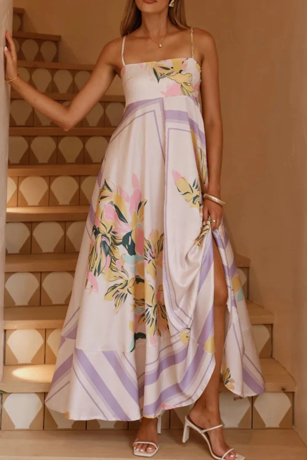 Printed Square Neck Cami Maxi Dress, image 27