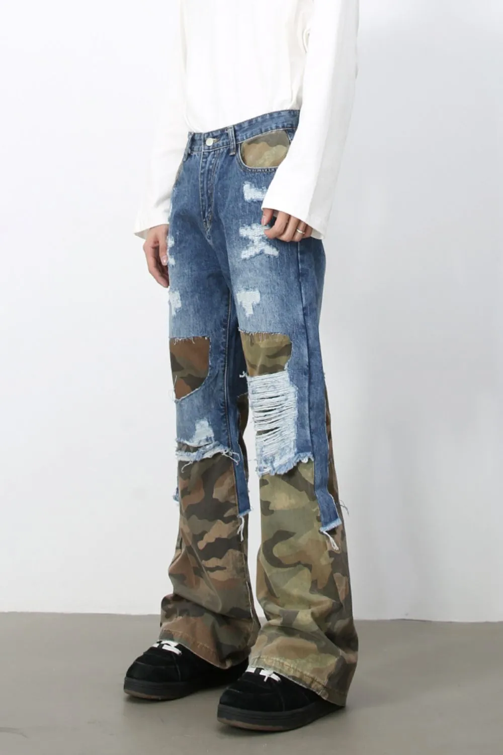 Men's Distressed Camouflage Jeans, image 2
