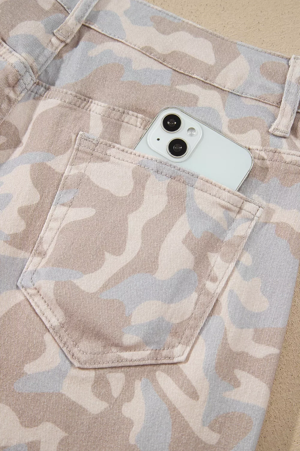 Camouflage Print Pocket Ankle-Length Barrel Jeans, image 16