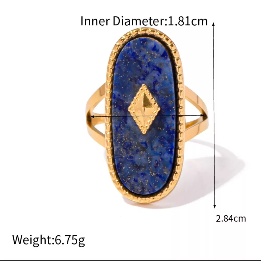 18K Gold-Plated Natural Stone Ring, image 3