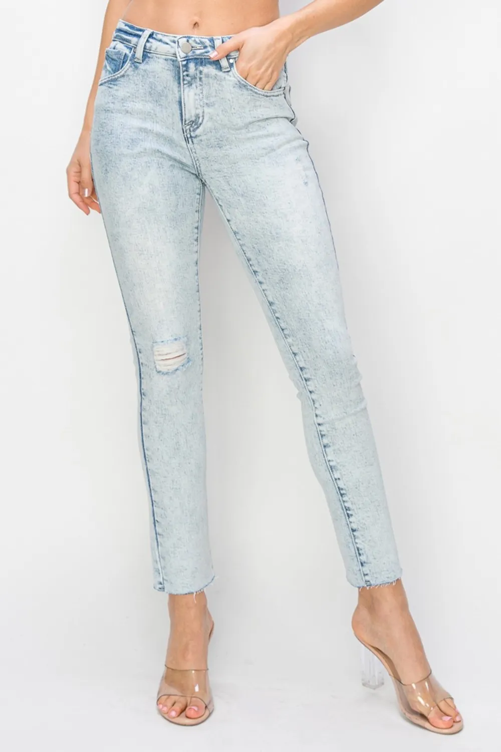 Full Size High Rise Distressed Skinny Jeans, image 4