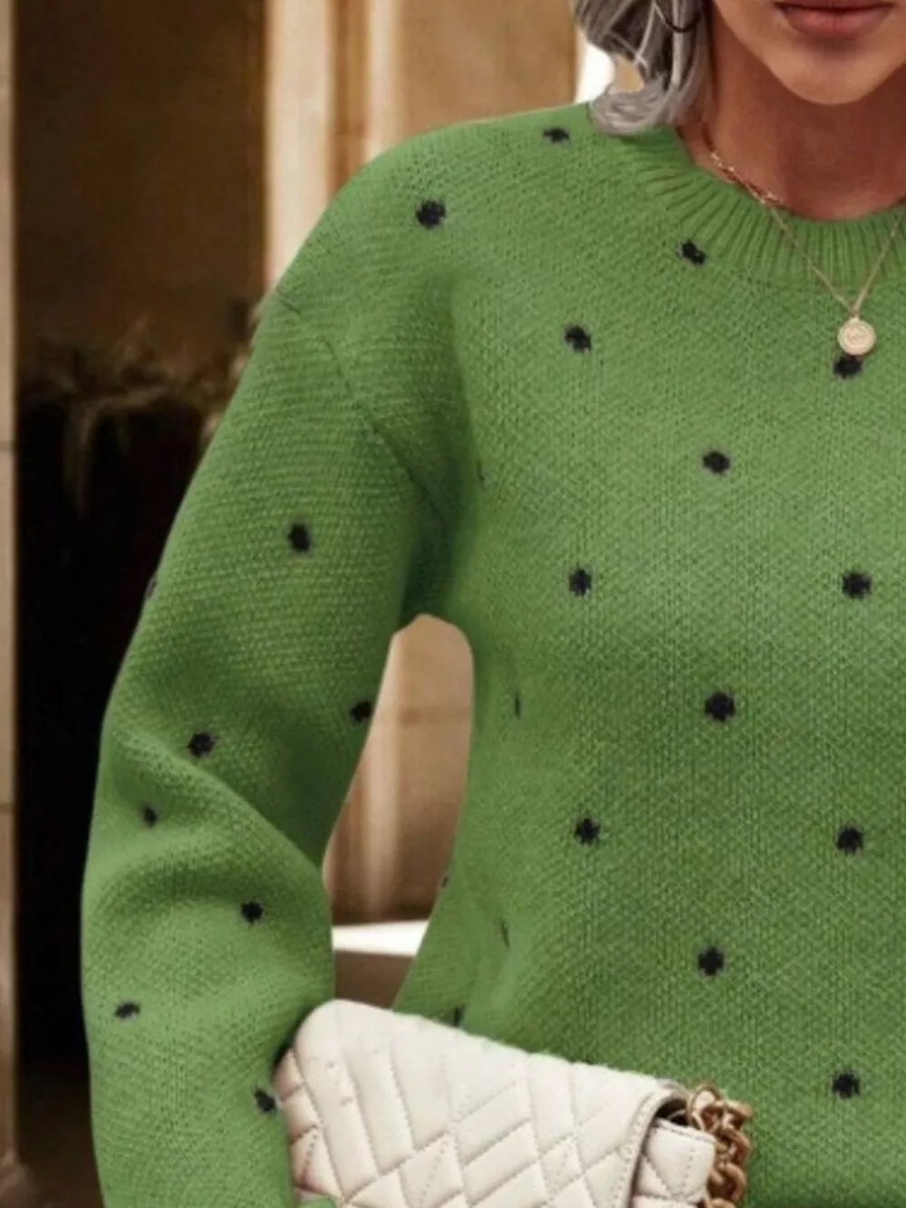 Polka Dot Round Neck Sweater, image 9