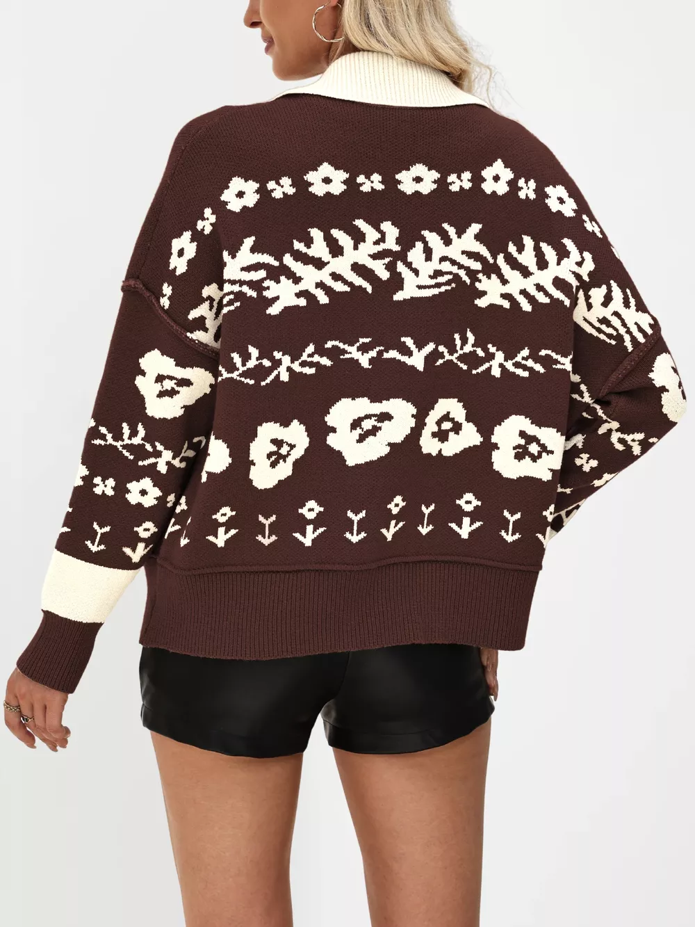 Floral Pattern Button-Down Cardigan, image 9