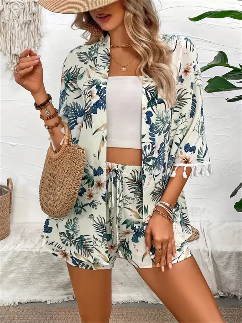 Printed Half Sleeve Top and Shorts Set, image 3