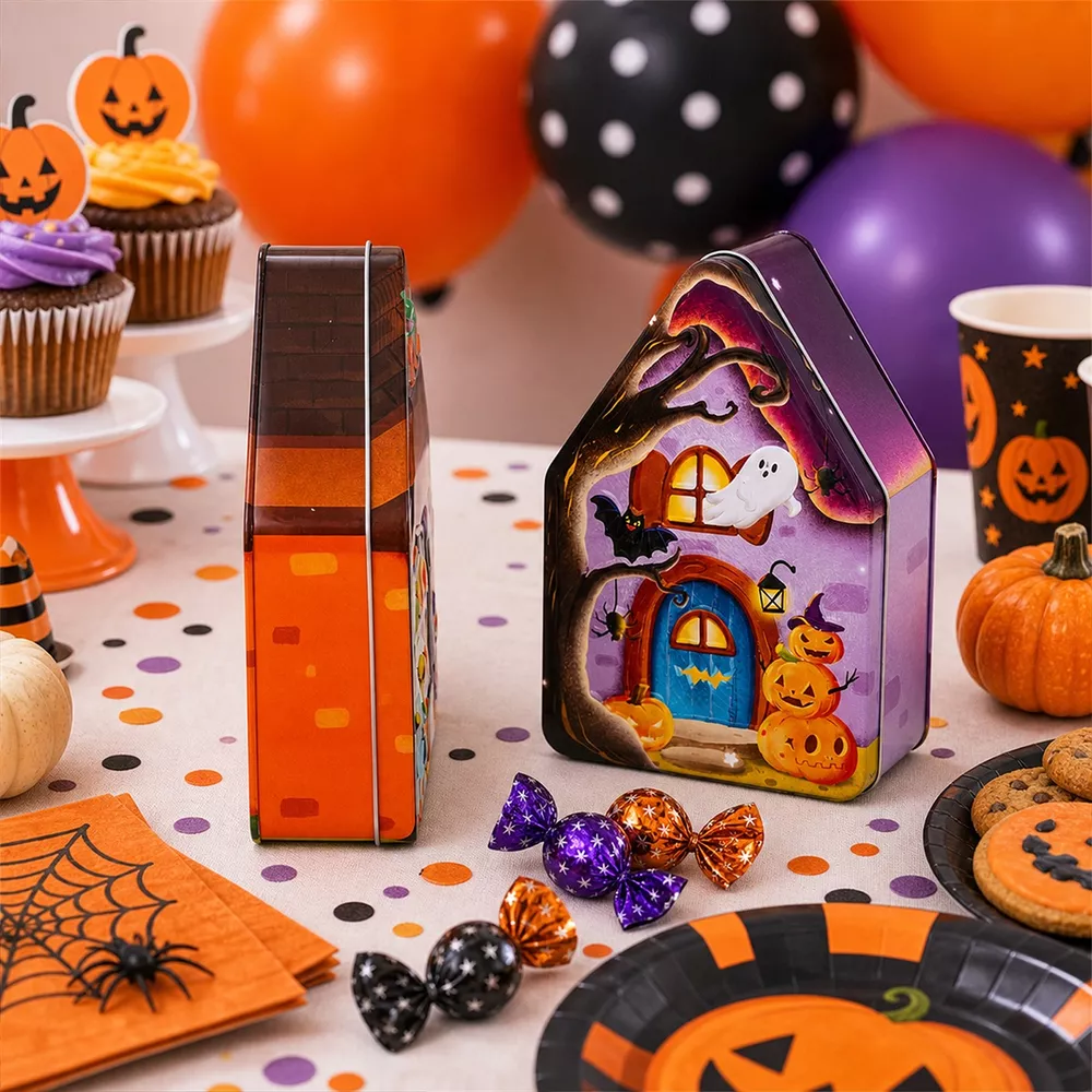 Halloween House Shaped Metal Candy Storage Box, image 9