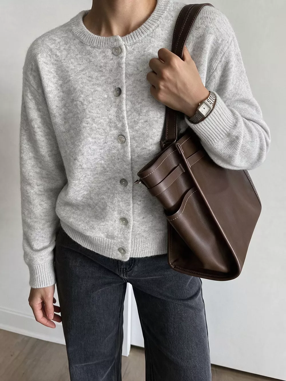 Crew Neck Button-Down Cardigan, image 6