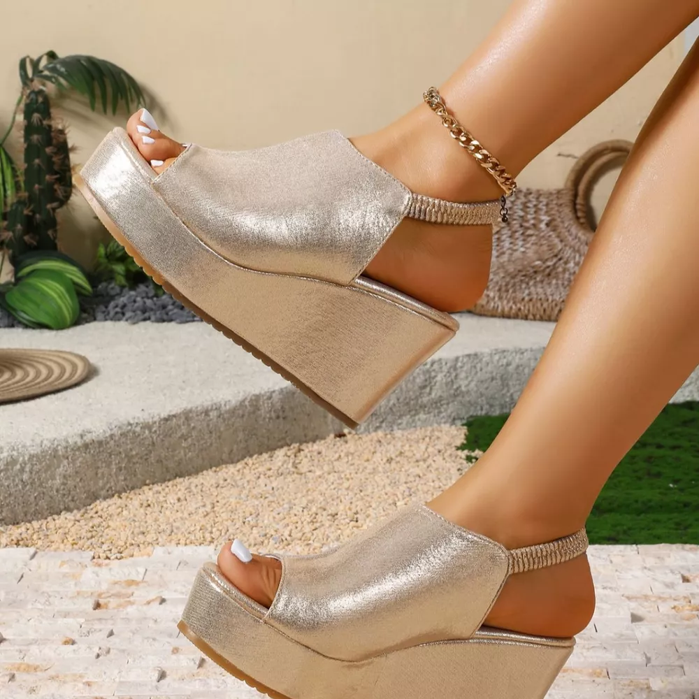Peep Toe Wedge Sandals, image 5