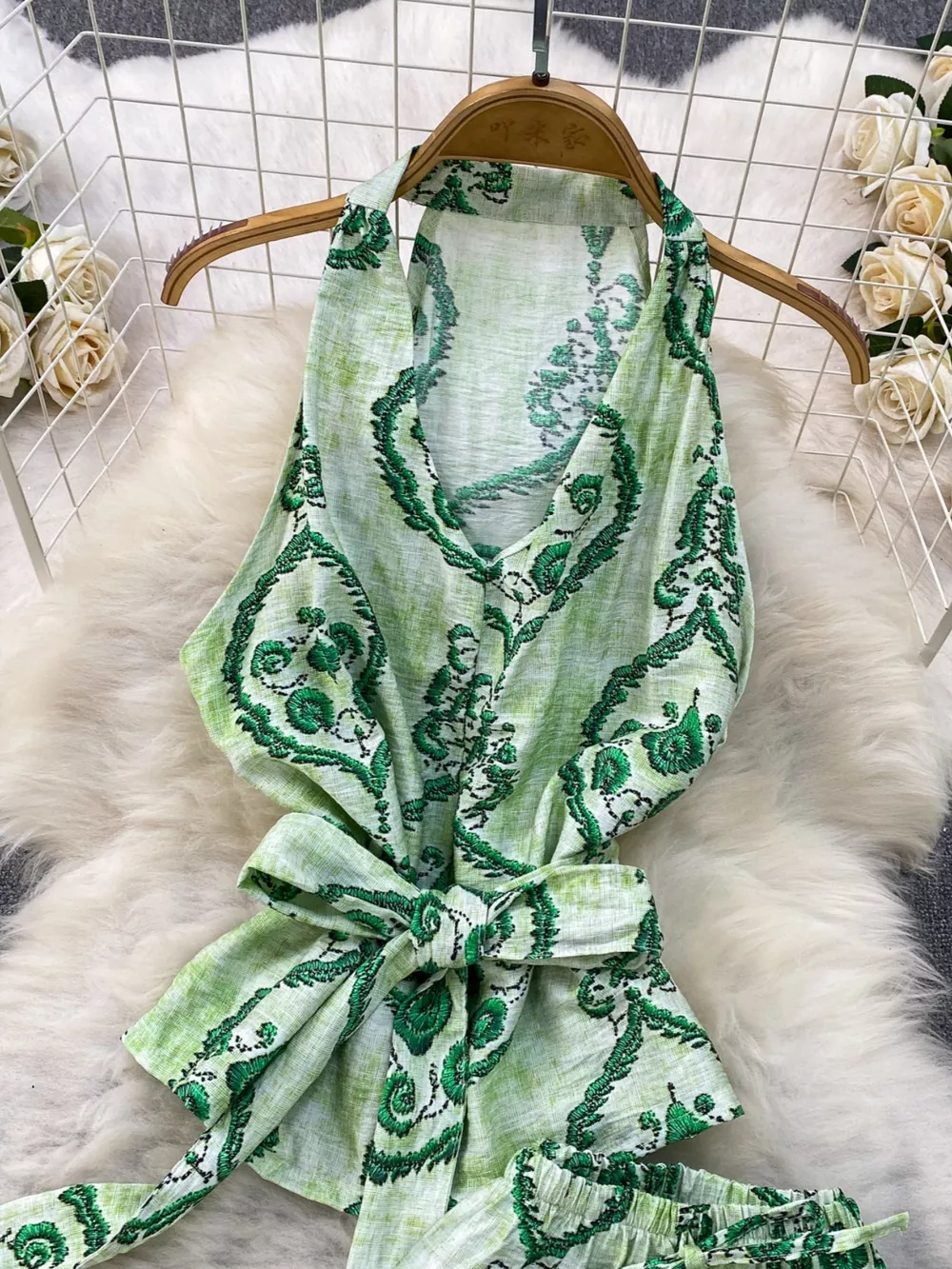 Printed Sleeveless Top and Wide Leg Pants Set, image 14