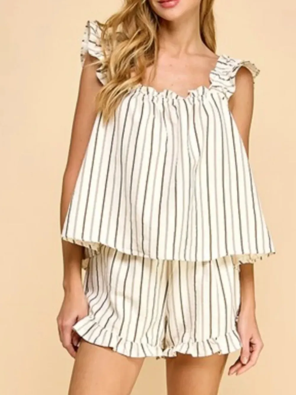Ruffled Striped Tank and Shorts Set, image 4