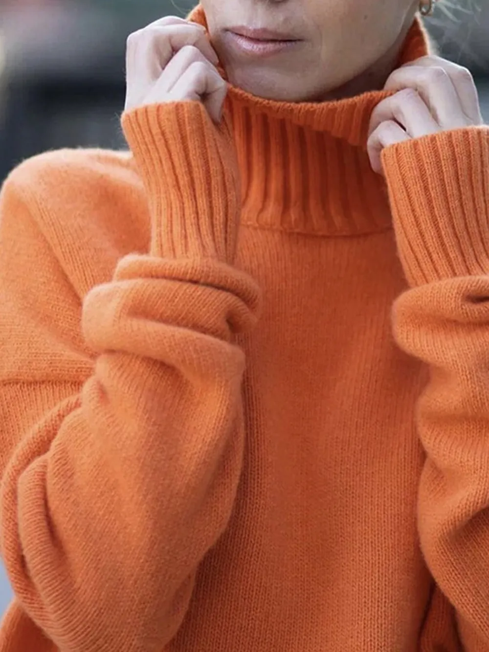 Turtleneck Drop Shoulder Long Sleeve Sweater, image 11
