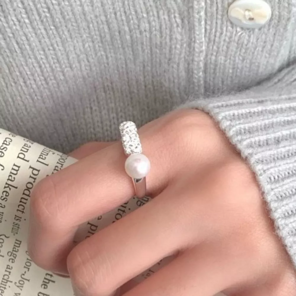 Pearl 925 Sterling Silver Open Ring, image 5